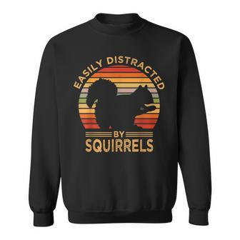 Easily Distracted By Squirrels Vintage Funny Squirrel Sweatshirt - Seseable