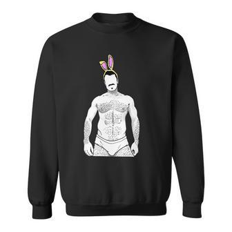 Easter Gay Bunny Ears Man Bear Kink Fetish Bdsm Gay Mustache Sweatshirt | Mazezy