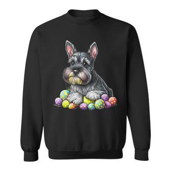 Easter Holiday Egg Hunting Miniature Schnauzer Dog Owners Sweatshirt | Mazezy
