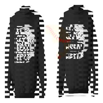 Eat Sleep Baseball Repeat Baseball Player Sweatshirt | Mazezy