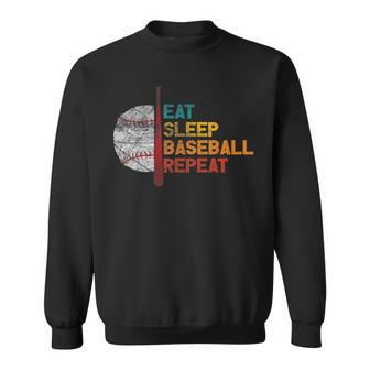 Eat Sleep Baseball Repeat Retro Vintage Baseball Player Fun Sweatshirt | Mazezy