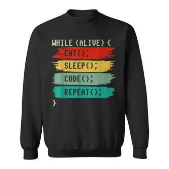 Eat Sleep Code Repeat Funny Retro Coding Coder Programmers Sweatshirt - Seseable