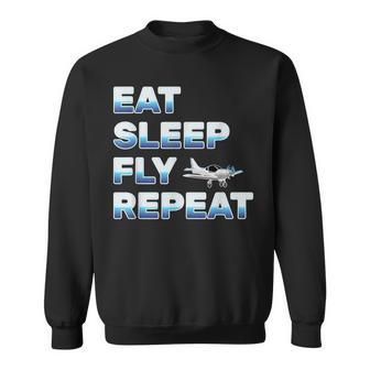 Eat Sleep Fly Repeat For Men Women Love Flying Planes Men Women Sweatshirt Graphic Print Unisex - Seseable