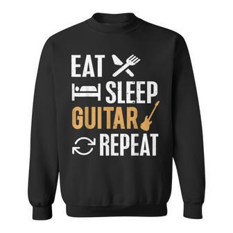 Eat Sleep Guitar Repeat For Guitar Lovers Men Women Sweatshirt Graphic Print Unisex - Seseable