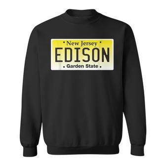 Edison New Jersey Nj License Plate Home Town Graphic Sweatshirt - Seseable