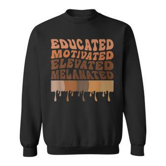 Educated Motivated Elevated Melanated Retro Groovy Sweatshirt - Seseable