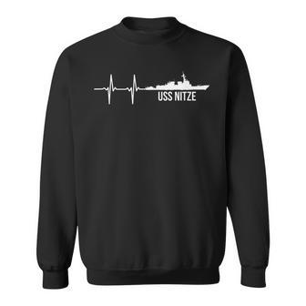 Ekg Heartbeat Uss Nitze Ddg-94 Destroyer Sweatshirt - Seseable