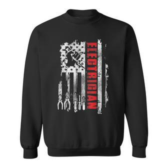 Electrician American Flag Fathers Day Gift V4 Sweatshirt - Seseable