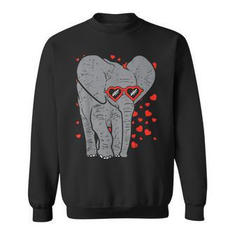 Elephant Heart Glasses Cute Valentines Day Animal Lover Men Women Sweatshirt Graphic Print Unisex - Thegiftio UK