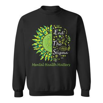 End The Stigma Mental Health Matters Ribbon Awareness Gifts Sweatshirt | Mazezy