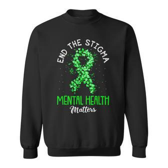 End The Stigma Mental Health Matters Ribbon Awareness Sweatshirt | Mazezy