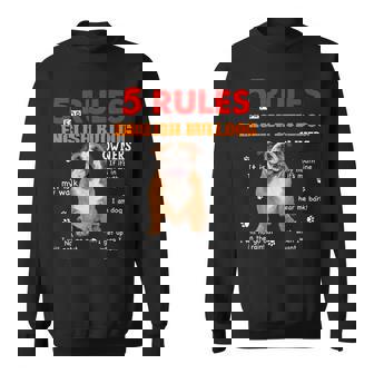 English Bulldog Dog Lover 5 Rules For English Bulldog Owners 245 Bulldog Dad Mom Sweatshirt - Monsterry