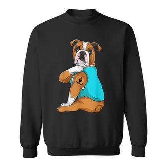 English Bulldog I Love Dad Tattoo Apparel Dog Dad Gifts Sweatshirt - Thegiftio UK