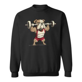 English Bulldog Weightlifting Graphic Animal Fitness Gym Fun Sweatshirt | Mazezy