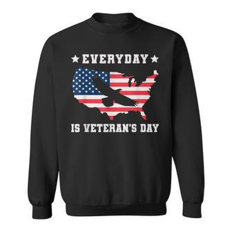 Everyday Is Veterans Day Proud American Flag Men Women Sweatshirt Graphic Print Unisex - Thegiftio UK