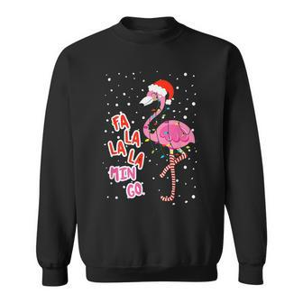 Fa La La Mingo Cute Pink Flamingo Santa Hat Merry Christmas V3 Men Women Sweatshirt Graphic Print Unisex - Thegiftio UK