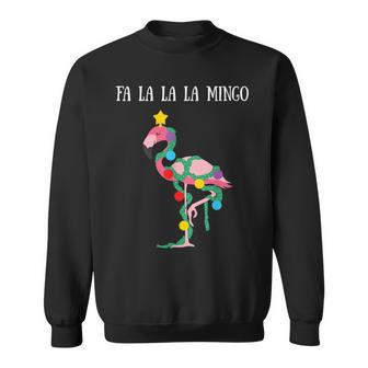 Fa La La Mingo Flamingo Christmas Tree Lights Decor Men Women Sweatshirt Graphic Print Unisex - Seseable