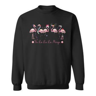 Fa La La Mingo Flamingo Christmas Tree Lights Tropical Xmas Men Women Sweatshirt Graphic Print Unisex - Seseable