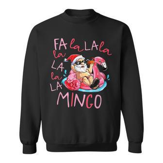 Fa La La Mingo Funny Santa Flamingo Float Tropical Christmas Men Women Sweatshirt Graphic Print Unisex - Seseable