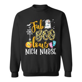 Fab Boo Lous Nicu Nurse Funny Boo Ghost Halloween Men Women Sweatshirt Graphic Print Unisex - Thegiftio UK