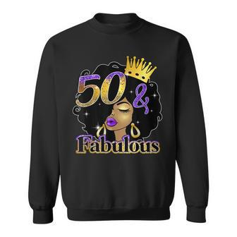 Fabulous & 50 Afro Black Queen Melanin Birthday Born In 1972 Men Women Sweatshirt Graphic Print Unisex - Thegiftio UK