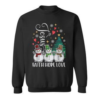 Faith Hope Love Christmas Snowman Christian Costume Jesus Men Women Sweatshirt Graphic Print Unisex - Thegiftio UK