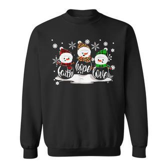 Faith Hope Love Snowman Christmas Pajama Cute Winter X Mas V3 Men Women Sweatshirt Graphic Print Unisex - Thegiftio UK