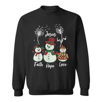 Faith Hope Love Snowman Jesus Dandelion Christian Christmas V7 Men Women Sweatshirt Graphic Print Unisex - Thegiftio UK
