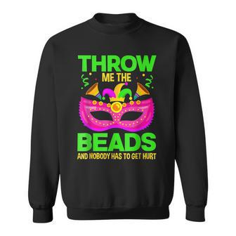 Fat Tuesdays Throw Me The Beads Mardi Gras New Orleans Sweatshirt - Seseable