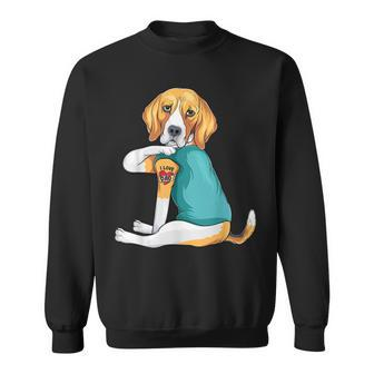 Fathers Day Gift Funny Dog Dad Beagle I Love Dad Tattoo Sweatshirt - Thegiftio UK