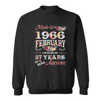 February 1966 Flower 57 Years Of Being Awesome Sweatshirt - Seseable
