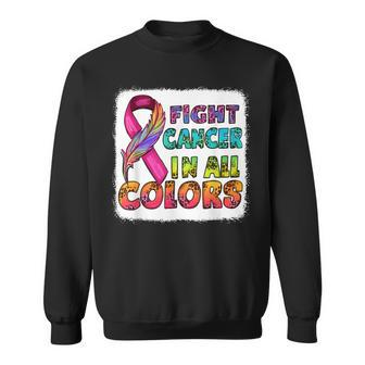 Fight Cancer In All Color Fight Cancer Feather Ribbons Sweatshirt | Mazezy