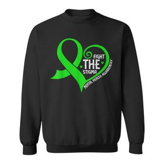 Fight The Stigma Heart Green Ribbon Mental Health Awareness Sweatshirt | Mazezy AU