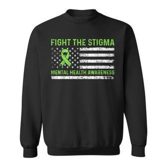 Fight The Stigma Mental Health Awareness Retro American Flag Sweatshirt - Thegiftio UK