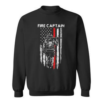 Fire Captain Chief American Flag Gifts Firefighter Captain Sweatshirt - Seseable