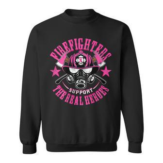 Fire Dept Firefighter Support Breast Cancer Real Heroes Sweatshirt - Seseable