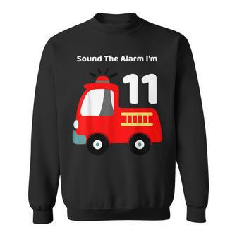 Fire Fighter Truck 11 Year Old Birthday | 11Th Bday Sweatshirt - Seseable