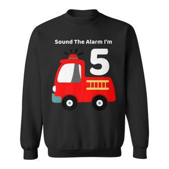 Fire Fighter Truck 5 Year Old Birthday | 5Th Bday Sweatshirt - Seseable