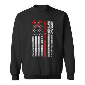Firefighter American Flag Axe Thin Red Line Patriotic Sweatshirt - Seseable