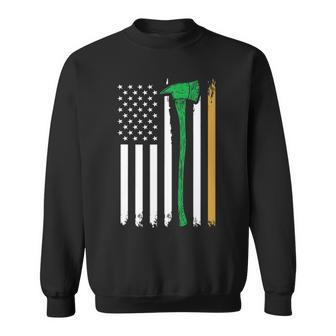 Firefighter American Flag Irish Ireland Fireman Gifts Sweatshirt - Seseable