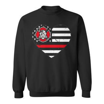 Firefighter Heartbeat Usa Flag Us Fire Fighter Fireman Sweatshirt - Seseable