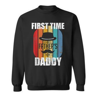 First Time Daddy Fathers Day Funny Vintage Retro For New Dad Sweatshirt - Thegiftio UK