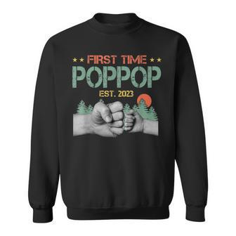First Time Poppop Soon To Be Poppop Est 2023 Fathers Day Sweatshirt - Thegiftio UK