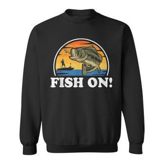 Fish On Funny Bass Fishing Vintage Fisherman For Men Sweatshirt - Seseable