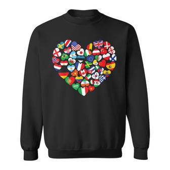 Flags Of Countries Of The World International Flag Heart Sweatshirt | Mazezy