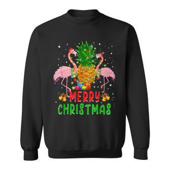 Flamingo Christmas Tree Pineapple Xmas Light Merry Christmas Men Women Sweatshirt Graphic Print Unisex - Seseable