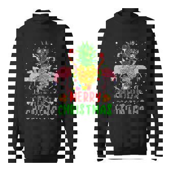 Flamingo Christmas Tree Pineapple Xmas Light Merry Christmas V5 Men Women Sweatshirt Graphic Print Unisex - Thegiftio