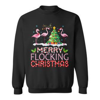 Flamingo Noel Hats Dancing On Snow Merry Flocking Christmas V2 Men Women Sweatshirt Graphic Print Unisex - Thegiftio UK