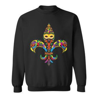 Fleur De Lis & Mardi Gras Mask New Orleans Souvenir Sweatshirt - Seseable