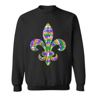 Fleur De Lis Mardi Gras Carnival Symbol New Orlean Tie Dye Sweatshirt - Thegiftio UK